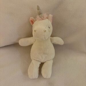 White & Pink Plush Unicorn Music Box